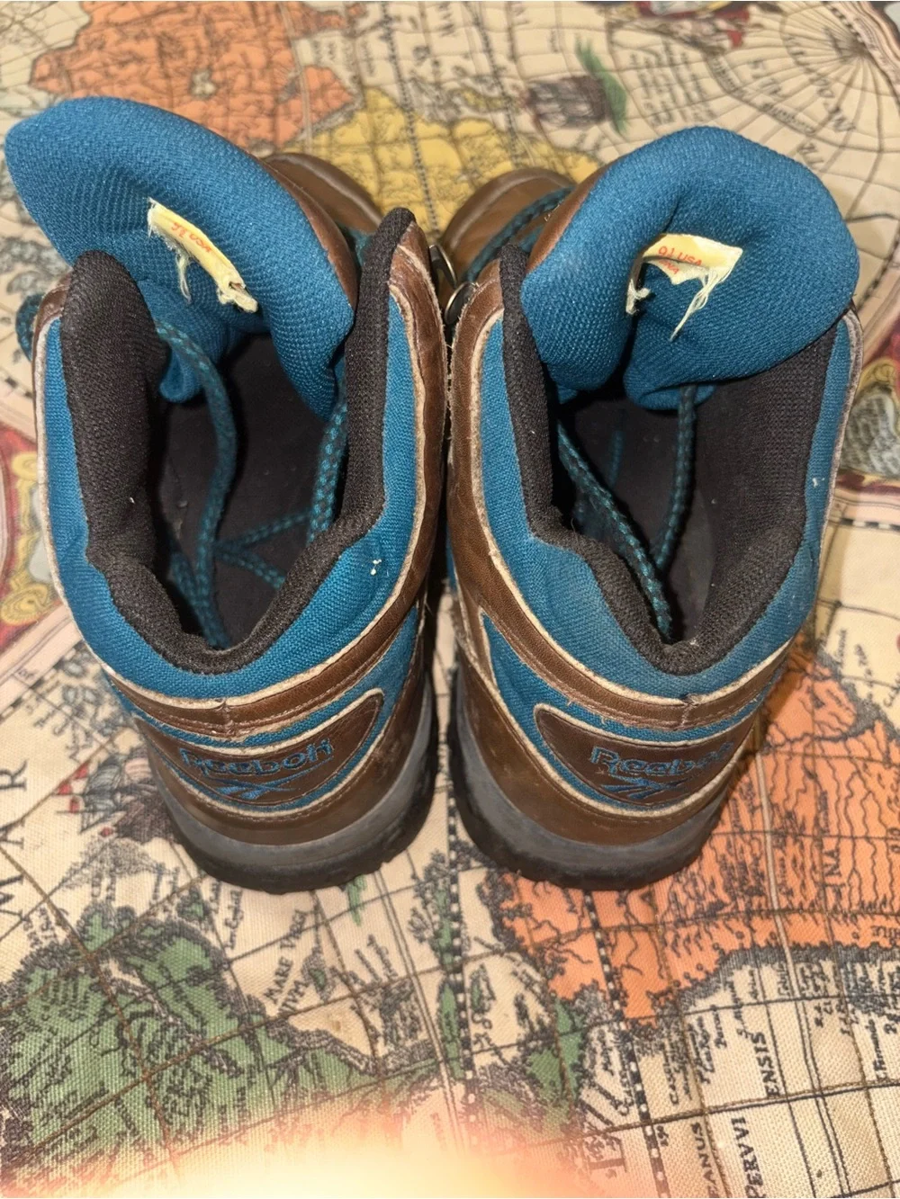 Reebok Brown and Teal Men’s Leather Hiking Boots